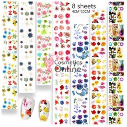 Folii de transfer, FST035 cu Floricele color, set 8 bucati